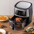Air fryer, olaj nélküli forrólevegős sütő betekintőablakkal, 8 literes, 2400W, fekete