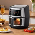 Air fryer, olaj nélküli forrólevegős sütő betekintőablakkal, 8 literes, 2400W, fekete