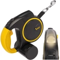 Automatikus fékezhető kutyapóráz 10–25 kg-ig, LED-es zseblámpával, zacskó tartóval, 5 m hosszúságú