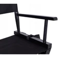 Összecsukható professzionális sminkszék, fekete, ergonomikus kartámaszokkal, lábtartóval, fa vázzal, 600D Oxford huzattal