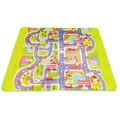 Kétoldalas játszószőnyeg, városi úthálózat és erdei állatvilág mintával, 145×180 cm