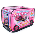 Játszósátor gyerekeknek, fagylaltoskocsi mintával, textil hordozóval, 112x70x75 cm, pink