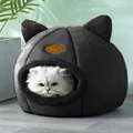 Plüss cicaágy, cicafekhely, macskaodu, 40×40×37 cm méretben, fekete