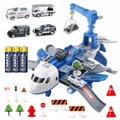 Interaktív rendőrségi repülőjáték készlet nyitható oldalú repülővel, forgatható daruval és 4 rendőrautóval