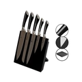 5 részes rozsdamentes acél késkészlet mágneses tartóval, fekete színben, RL-MG5B