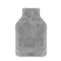 Nagy méretű hőtartó gumi palack puha szürke plüss huzattal, izomlazításhoz, hasi görcsök és megfázás enyhítésére, mosógépben mosható huzattal, 1,8L