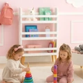 ​Játék- és könyvespolc gyermekeknek, álló szekrény 3 polccal, fehér