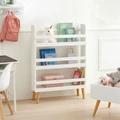 ​Játék- és könyvespolc gyermekeknek, álló szekrény 3 polccal, fehér
