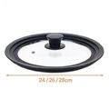 Univerzális 3 az 1-ben üvegfedő szilikon peremmel, 24, 26 és 28 cm-es edényekhez és serpenyőkhöz, hőálló és helytakarékos konyhai kiegészítő