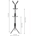 Álló, fém ruhafogas, kabát akasztó 12 db kampóval, 3 szintes, 175 cm magas, fekete színben