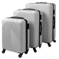 Utazóbőrönd készlet nagy, közepes és kicsi méretű, kerekes gurulóbőröndök, számzárral ellátva, szürke 