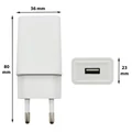 Univerzális USB fali hálózati adapter és töltő, EU csatlakozóval, AC 5V 1,5A, fehér