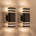 Worth Air kültéri, fali lámpa homlokzatra, vízálló kivitel IP65 védelemmel, 2 db E27 foglalattal, 60 W, fekete