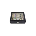 Óra és ékszerrendező 10 rekesz, fekete, elegáns tárolódoboz órákhoz és ékszerekhez