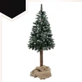 Prémium minőségű törzses műfenyő, karácsonyfa, havas ágakkal, tobozokkal, állítható magassággal, valódi impregnált fa törzzsel, műanyag talppal, 1.8 méter magassággal