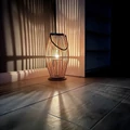 Bambusz rattan lámpa teraszra, gyertyatartó