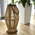 Bambusz rattan lámpa teraszra, gyertyatartó