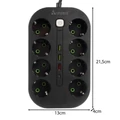 Hálózati elosztó 8 db aljzattal, 3 db USB és 1 db USB-C porttal,  2m hosszabbító