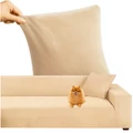 Rugalmas fotel- és kanapévédő huzat, ajándék párnahuzattal 145-185 cm méretben, bársony, bézs