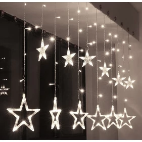 8 programos fényfüggöny csillagokkal, és hold formákkal, sorolható, 250 cm - hidegfehér