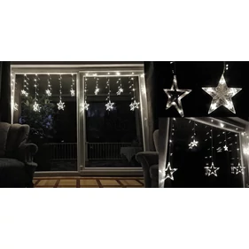 8 programos fényfüggöny csillagokkal, és hold formákkal, sorolható, 250 cm - hidegfehér
