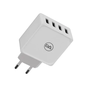 Daewoo gyorstöltő hálózati adapter, 2.4 A töltőáram, 4 db USB csatlakozó, fehér