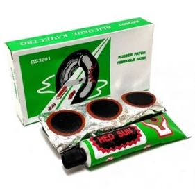 Kerékpáros gumijavító készlet, javítófolt és ragasztó, kör alakú