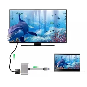 USB2.0 - HDMI/VGA átalakító adapter, + 3.5 mm jack csatlakozó