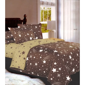 Prémium 7 részes pamut ágyneműhuzat garnitúra - barna, fehér csillagokkal