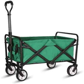 Értékcsökkent - Fém vázas összecsukható strandkocsi, kerti kocsi védőhuzattal, zöld
