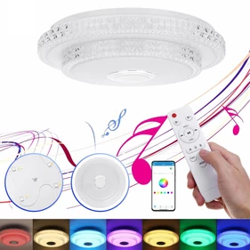 Bluetooth hangszórós RGBW mennyezeti LED lámpa távirányítóval,  2x24W + 2x36W, 52 cm