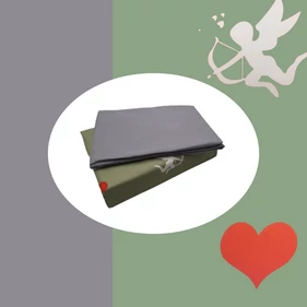 Prémium 7 részes 100% pamut ágyneműhuzat garnitúra, szív mintával, zöld-szürkéslila