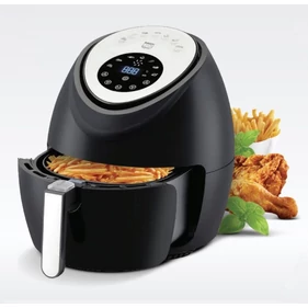 Értékcsökkent - Elite® olaj nélküli forró levegős fritőz digitális kijelzővel 1800W, 5,6 l kapacitással - fekete + receptkönyvvel