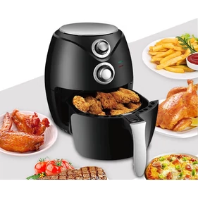 Értékcsökkent - Elite® olaj nélküli forró levegős fritőz 1400W, 3 l kapacitással - fekete + receptkönyv