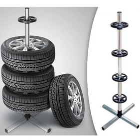 Négylábú keréktartó állvány, torony 4 db kerék tárolásához