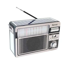 Hordozható akkumulátoros napelemes rádió, beépített LED lámpával és Bluetooth kapcsolattal, ezüst