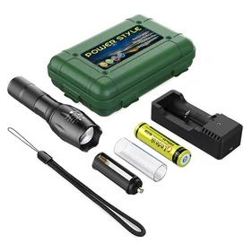 Power Style cseppálló nagy teljesítményű zoom zseblámpa töltővel