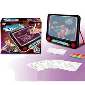 Varázslatos fejlesztő, világító, színes neon rajztábla gyerekeknek, 21x15cm