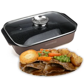 Royalty Line márvány bevonatú, tapadásmentes pecsenyesütő üvegfedővel - 34 cm, ARG34ML