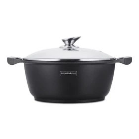 Royalty Line márvány bevonatú lábas üvegfedővel, 3.8 l, 24 cm, fekete