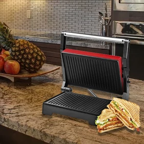 Royalty Line elektromos grill-, és panini sütő 1000W teljesítmény, piros