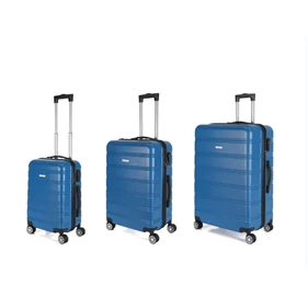 Royalty Line 3 db-os keményfalú bőrönd szett, 4 db dupla kerékkel - kék