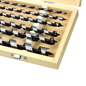 6 db-os fúrószár készlet fához, fa dobozban - 40 cm