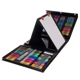 208 részes rajz és festőkészlet gyerekeknek, összecsukható tárolóban, kétoldalas A4-es álló rajztáblával, széles eszköztárral