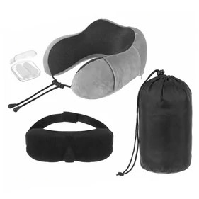 3 az 1-ben Ergonomikus memóriahabos utazópárna állítható pánttal, alvómaszkkal és füldugóval