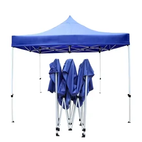 Összecsukható, könnyített fémvázas, kerti pavilon, sörsátor ponyvával, 3x3 m méretben, kék