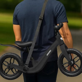 Gyerek futóbicikli 12 hüvelykes EVA kerekekkel, állítható ülésmagassággal, stabil magnézium vázzal, sárvédővel és vállpánttal