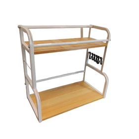 Elite Home® kétszintes konyhai rendszerező polc, akasztóval, késtartóval