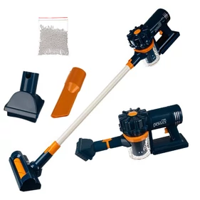 Vezeték nélküli álló porszívó gyerekeknek, működő játék porszívó, 3 szívófejjel, polisztirol golyókkal, kék