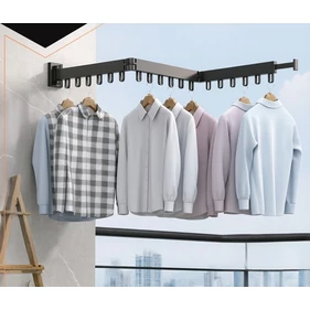 Falra szerelhető, kihúzható alumínium ruhaszárító, fekete